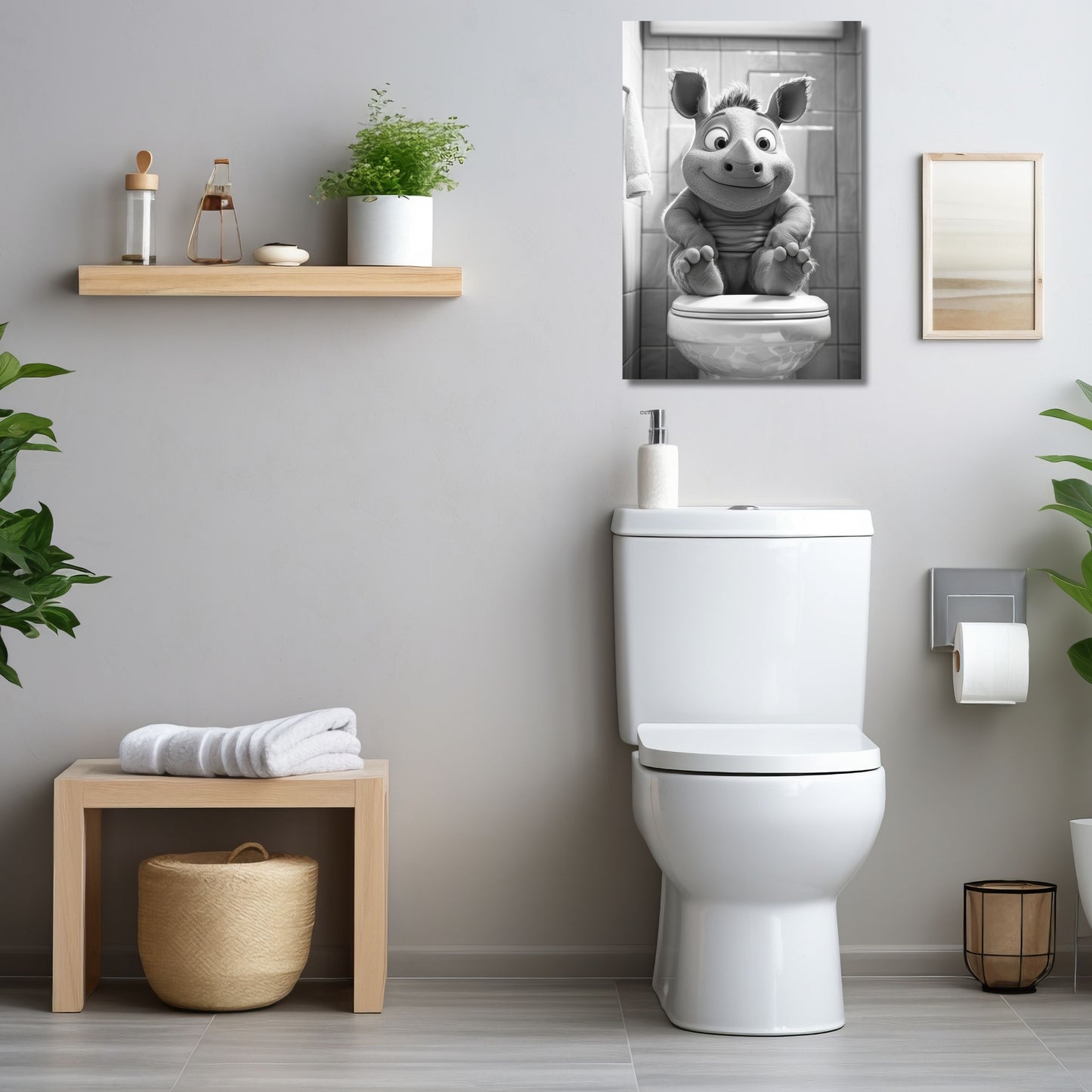 Lustiges Wandbild – Baby-Otter auf Toilette