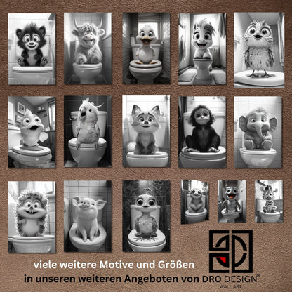 Lustiges Wandbild – Baby-Otter auf Toilette