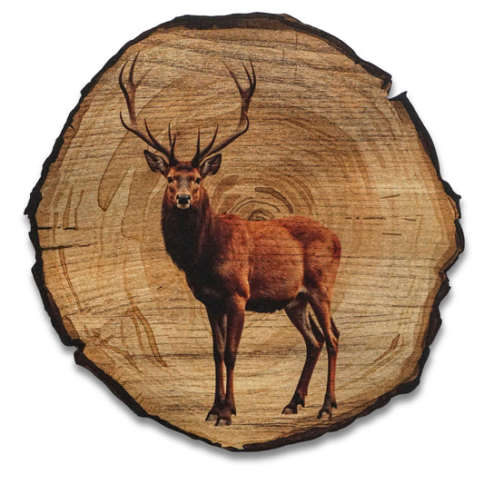 Wandbild Holzoptik Hirsch