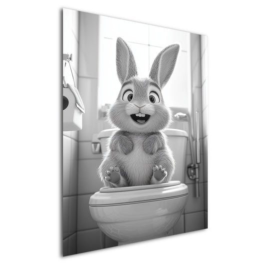 Lustiges Wandbild – Baby-Hase auf Toilette