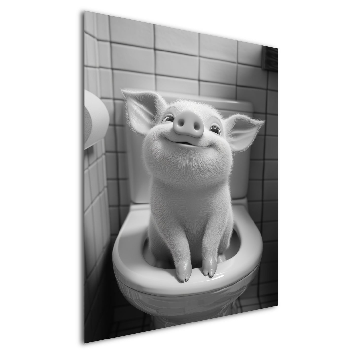 Lustiges Wandbild – Baby-Ferkel auf Toilette