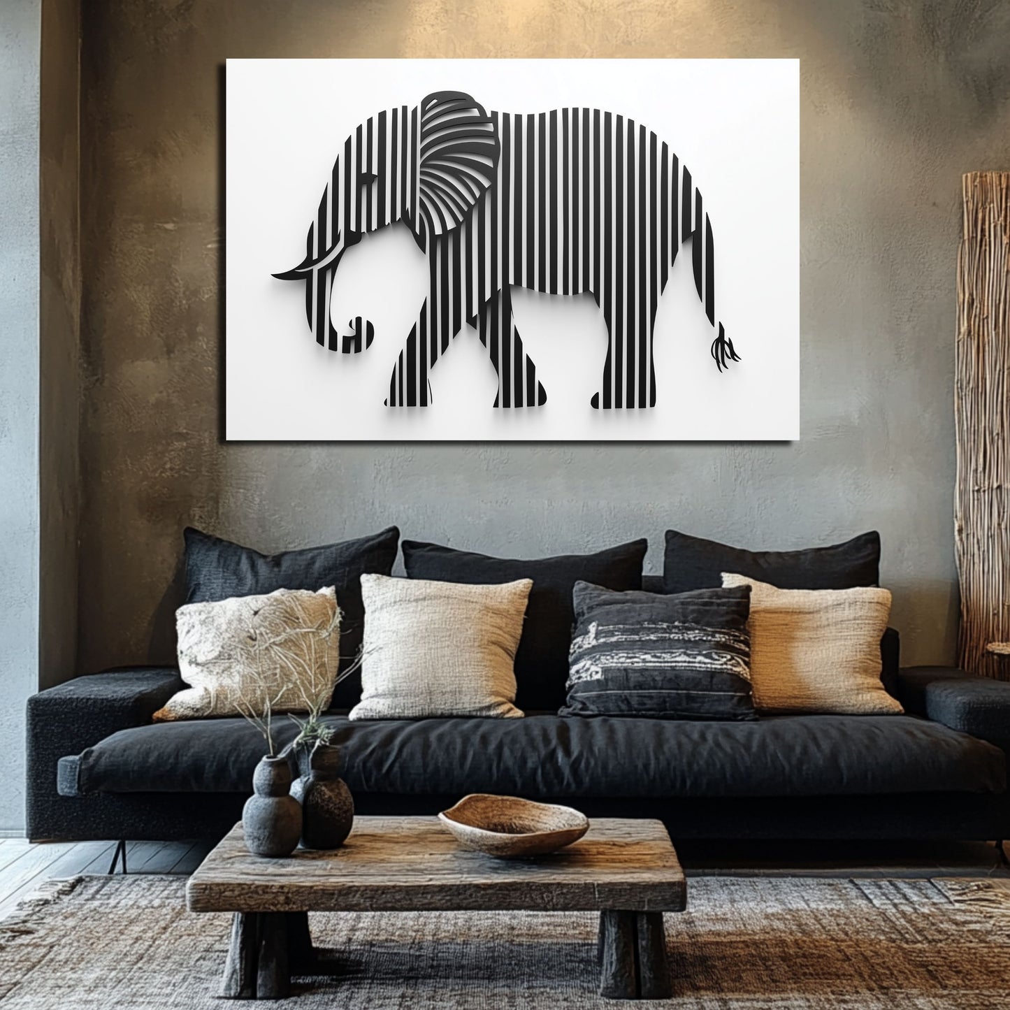 Wandbild Streifenelefant – Kreative Tierillustration mit einzigartigem Design