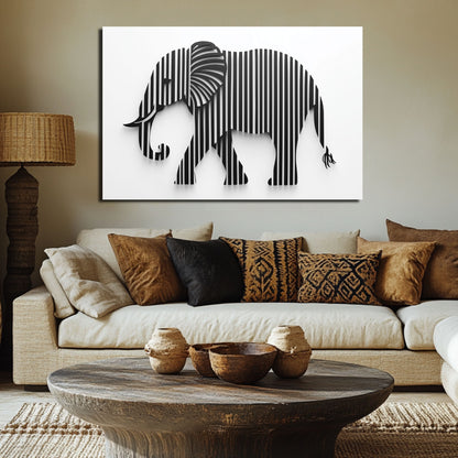 Wandbild Streifenelefant – Kreative Tierillustration mit einzigartigem Design