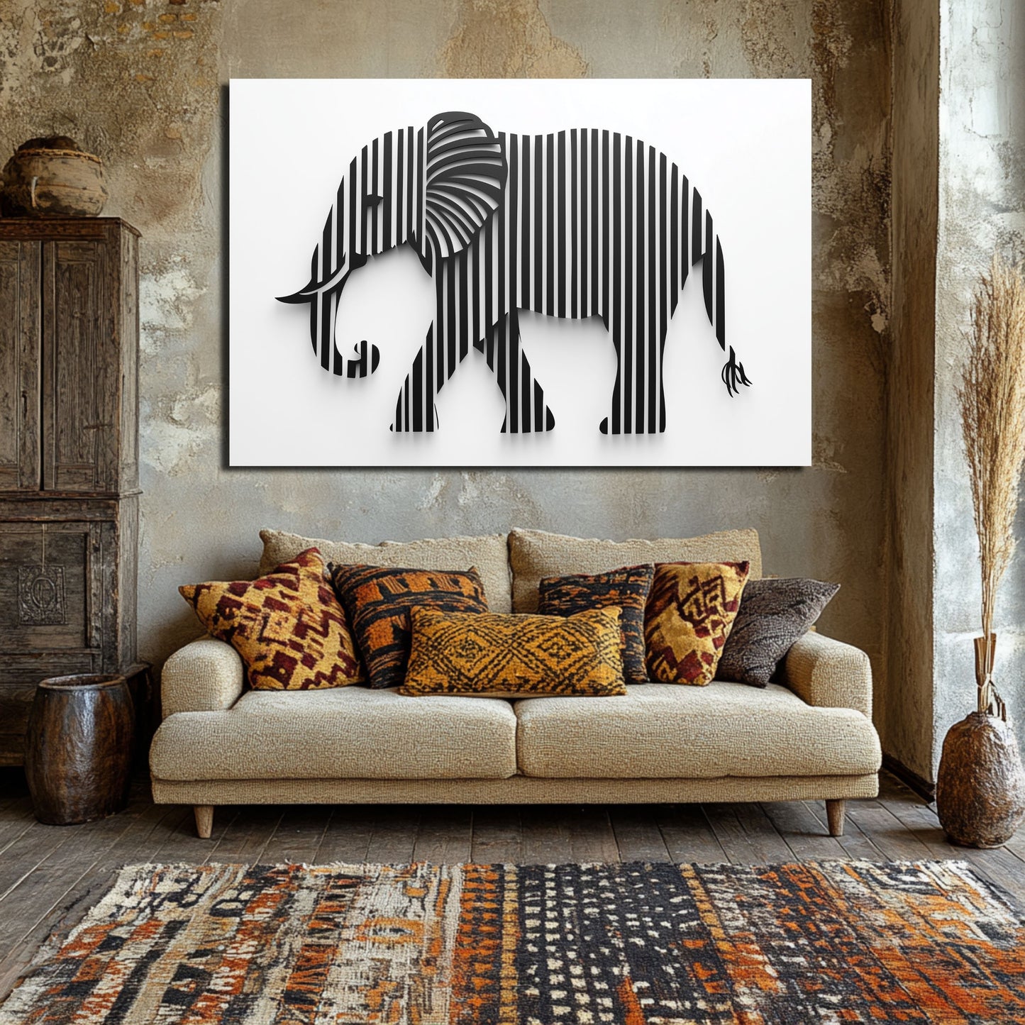 Wandbild Streifenelefant – Kreative Tierillustration mit einzigartigem Design