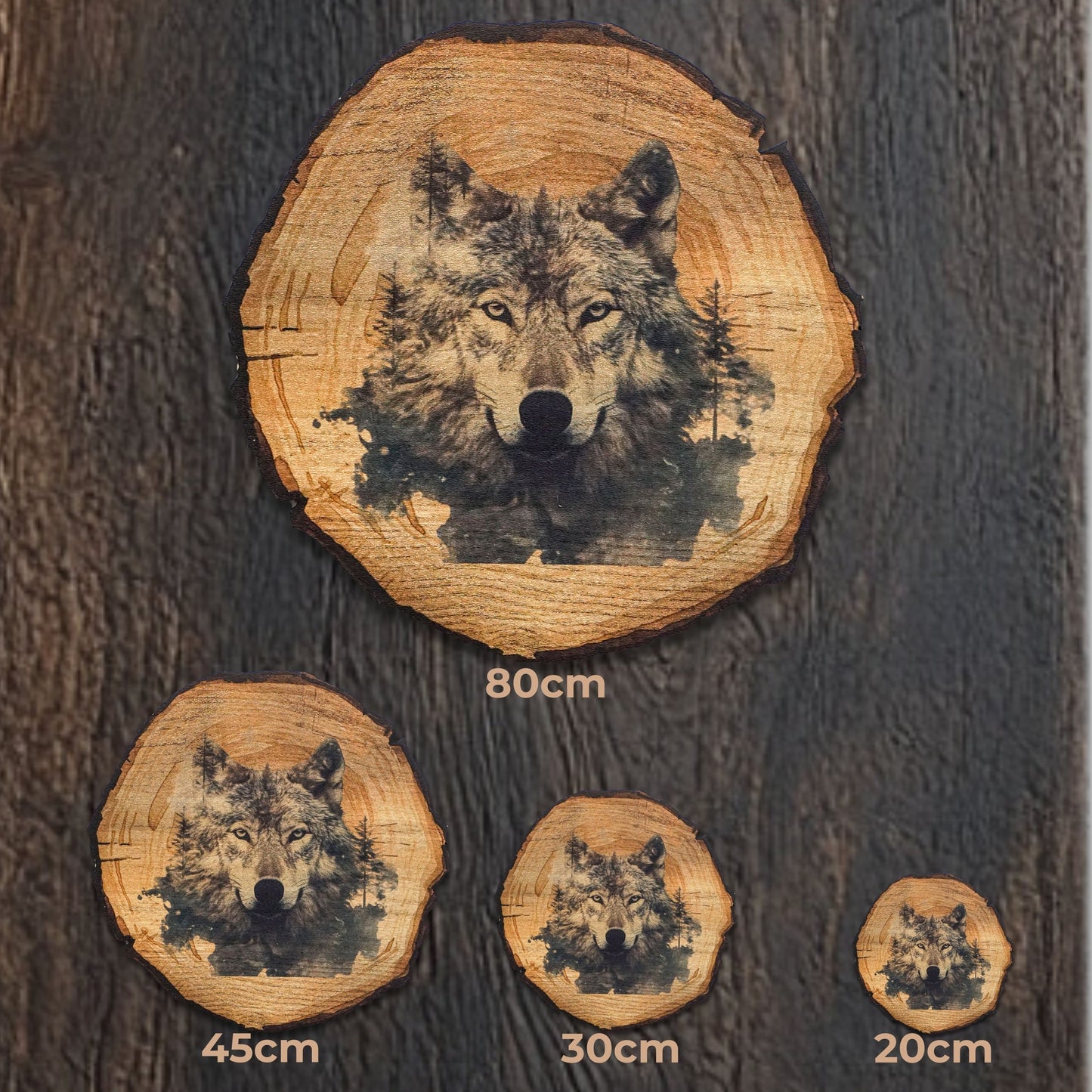 Wandbild Holzoptik Wolf