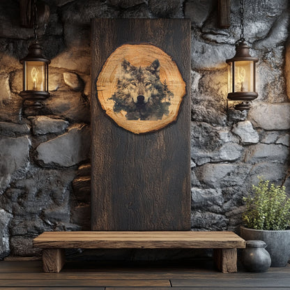 Wandbild Holzoptik Wolf