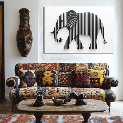 Wandbild Streifenelefant – Kreative Tierillustration mit einzigartigem Design