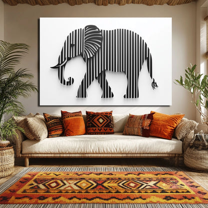 Wandbild Streifenelefant – Kreative Tierillustration mit einzigartigem Design