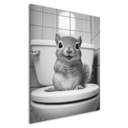 Lustiges Wandbild – Baby-Eichhörnchen auf Toilette