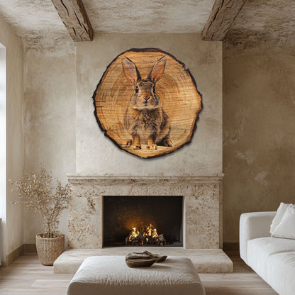 Wandbild Holzoptik Hase