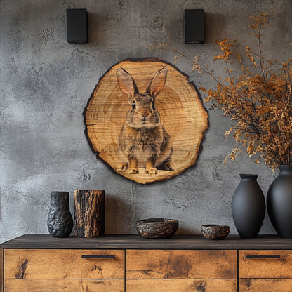 Wandbild Holzoptik Hase