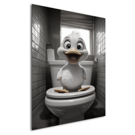 Lustiges Wandbild – Baby-Ente auf Toilette