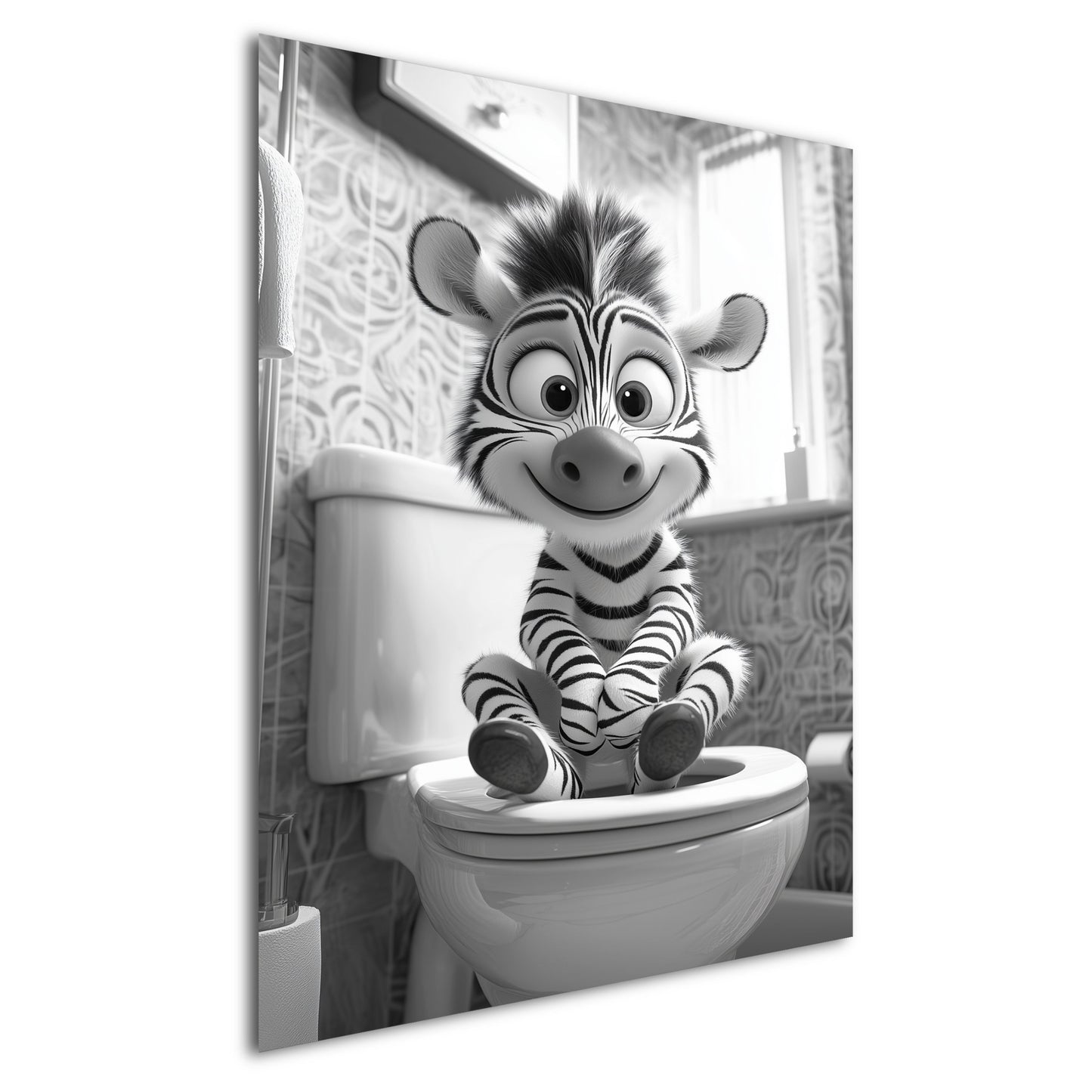 Lustiges Wandbild – Baby-Zebra auf Toilette