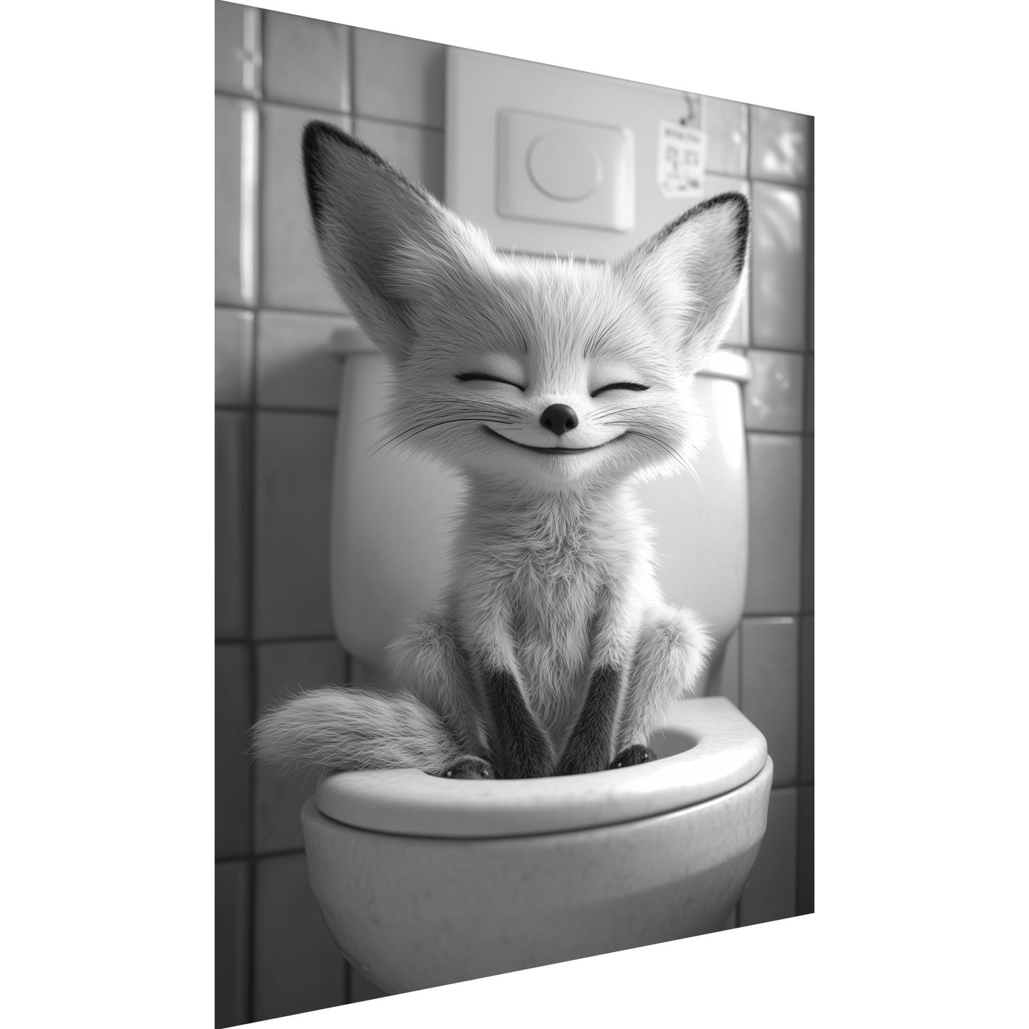 Lustiges Wandbild – Baby-Fuchs auf Toilette