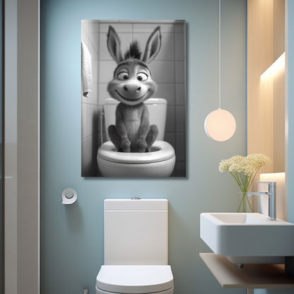 Lustiges Wandbild – Baby-Esel auf Toilette