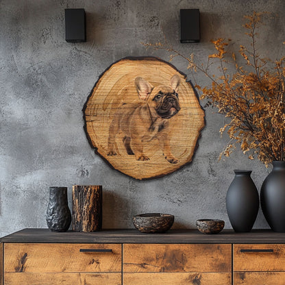 Wandbild Holzoptik Bulldogge