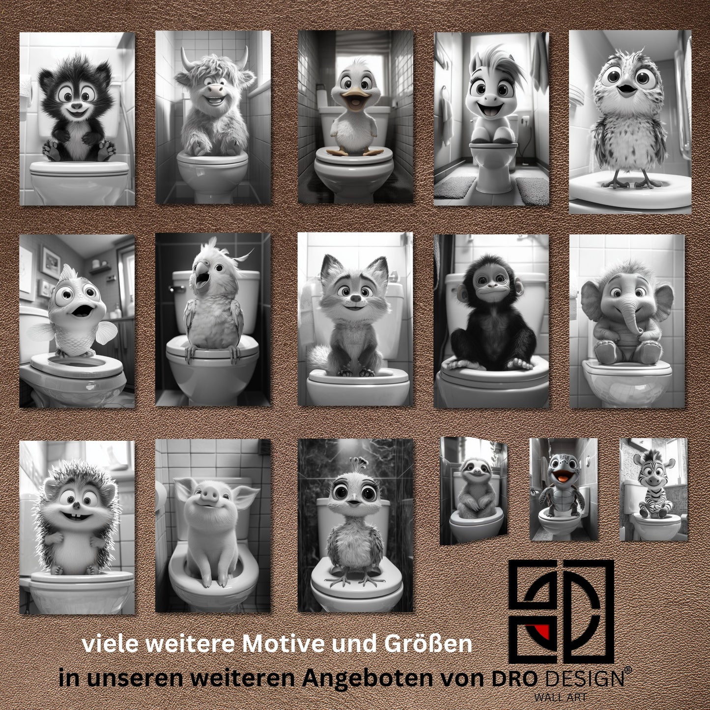 Lustiges Wandbild – Baby-Fuchs auf Toilette