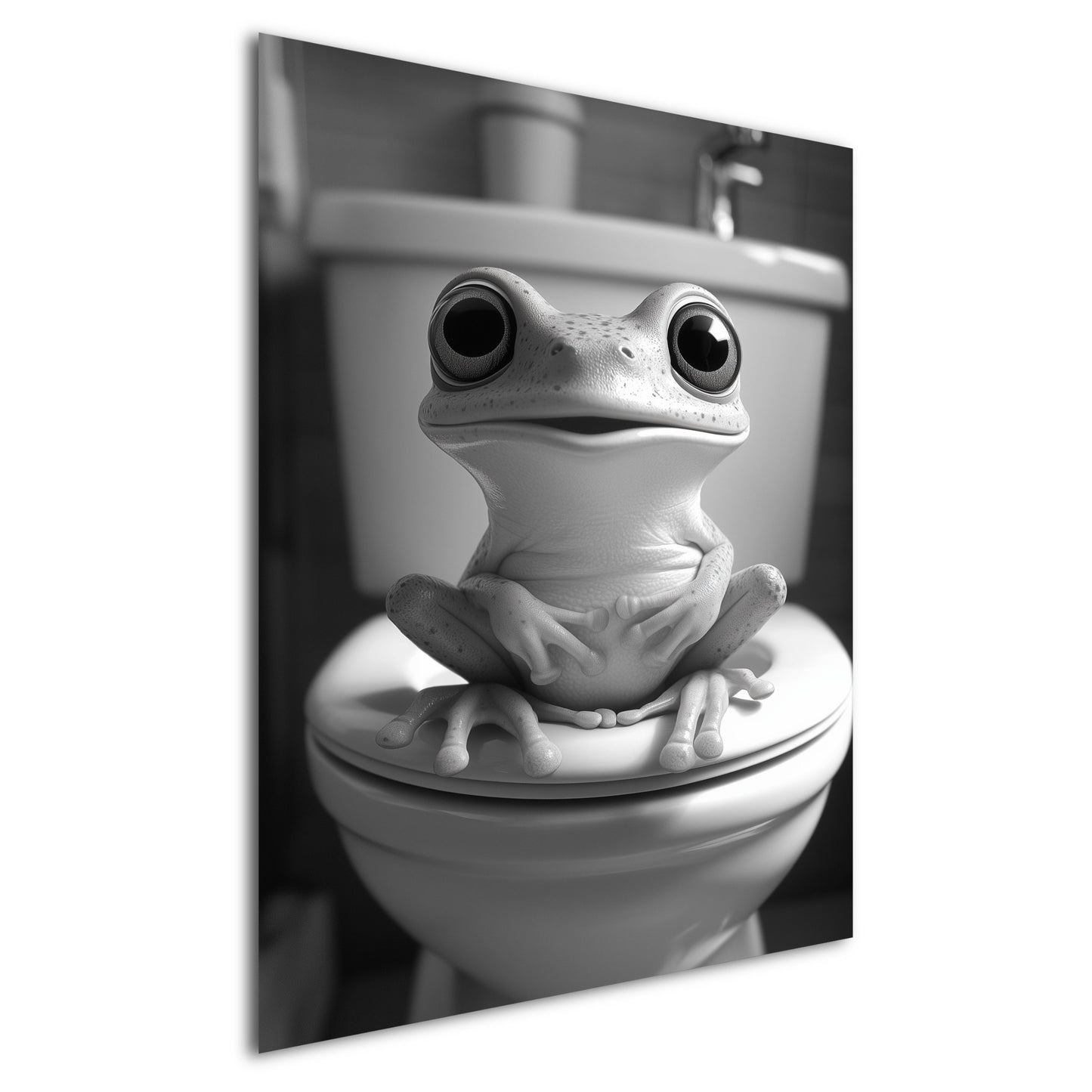 Lustiges Wandbild – Baby-Frosch auf Toilette