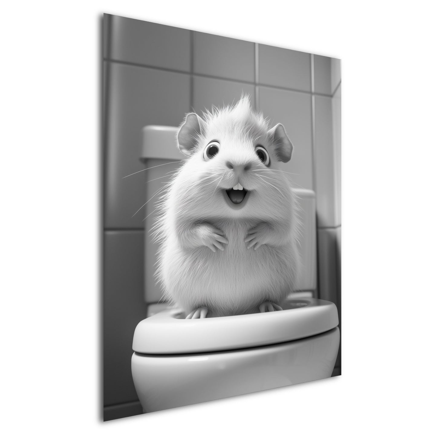 Lustiges Wandbild – Baby-Meerschweinchen auf Toilette