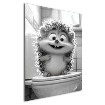 Lustiges Wandbild – Baby-Igel auf Toilette