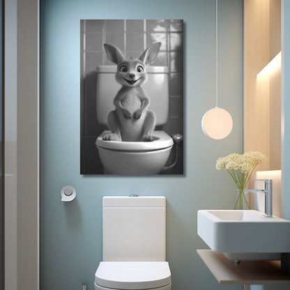 Lustiges Wandbild – Baby-Känguru auf Toilette