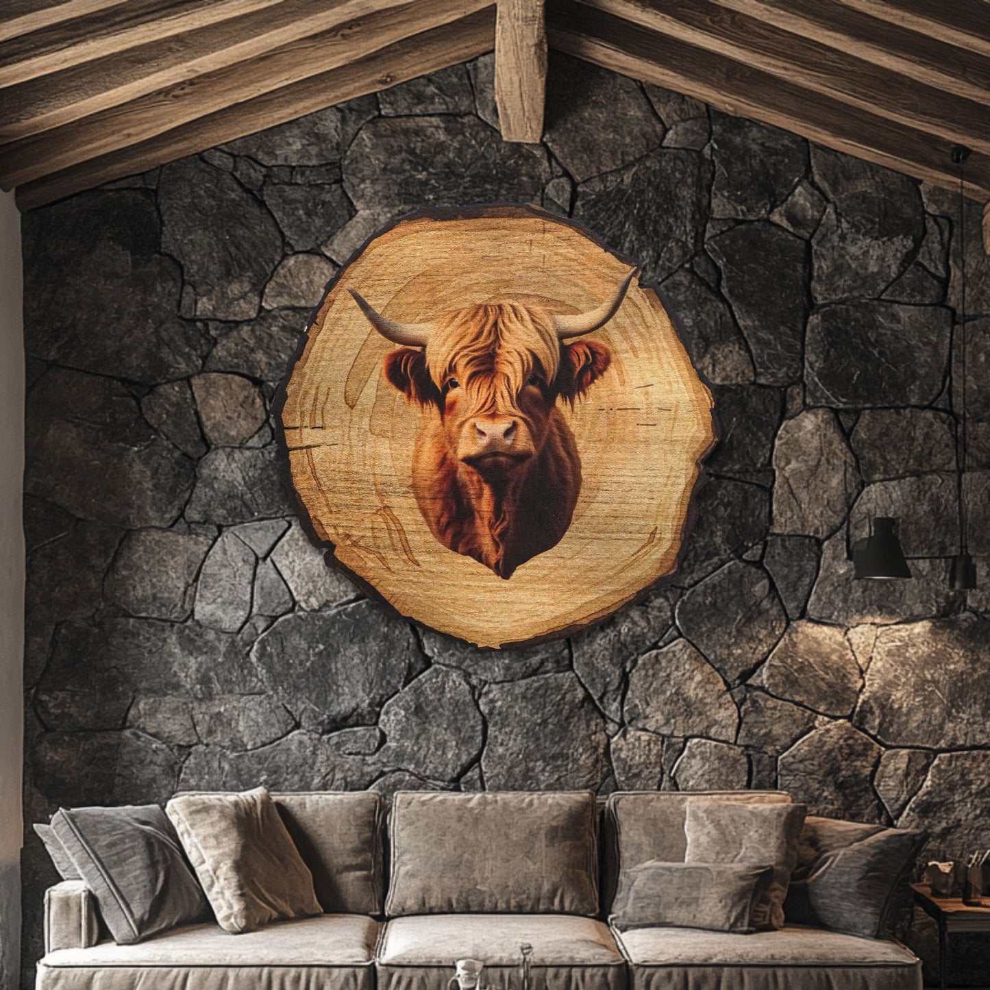 Wandbild Holzoptik Stier