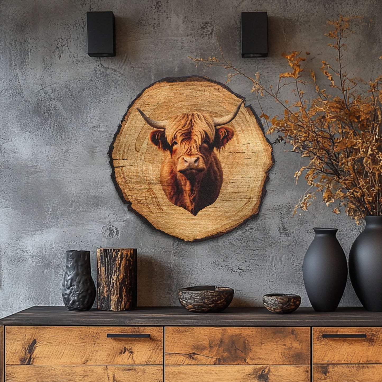 Wandbild Holzoptik Stier