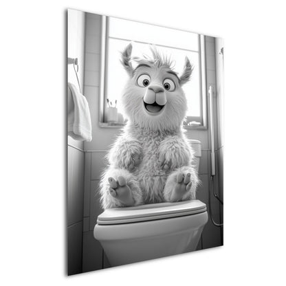 Lustiges Wandbild – Baby-Lama auf Toilette