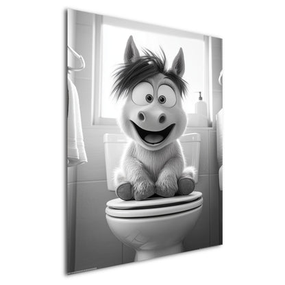 Lustiges Wandbild – Baby-Pferd auf Toilette