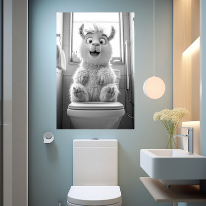 Lustiges Wandbild – Baby-Lama auf Toilette