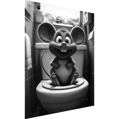 Lustiges Wandbild – Baby-Maus auf Toilette