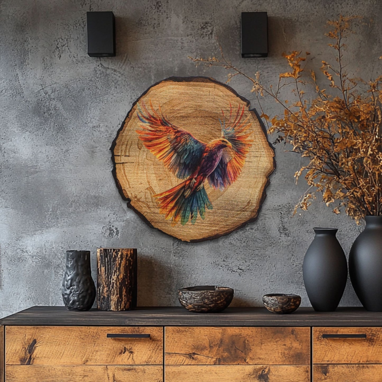 Wandbild Holzoptik Vogel