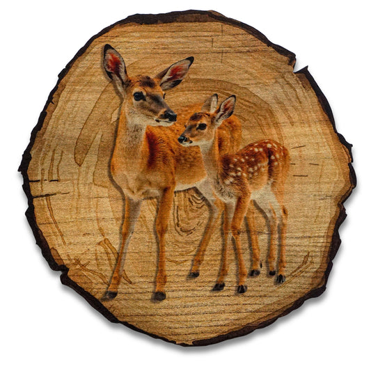 Wandbild Holzoptik Rehe