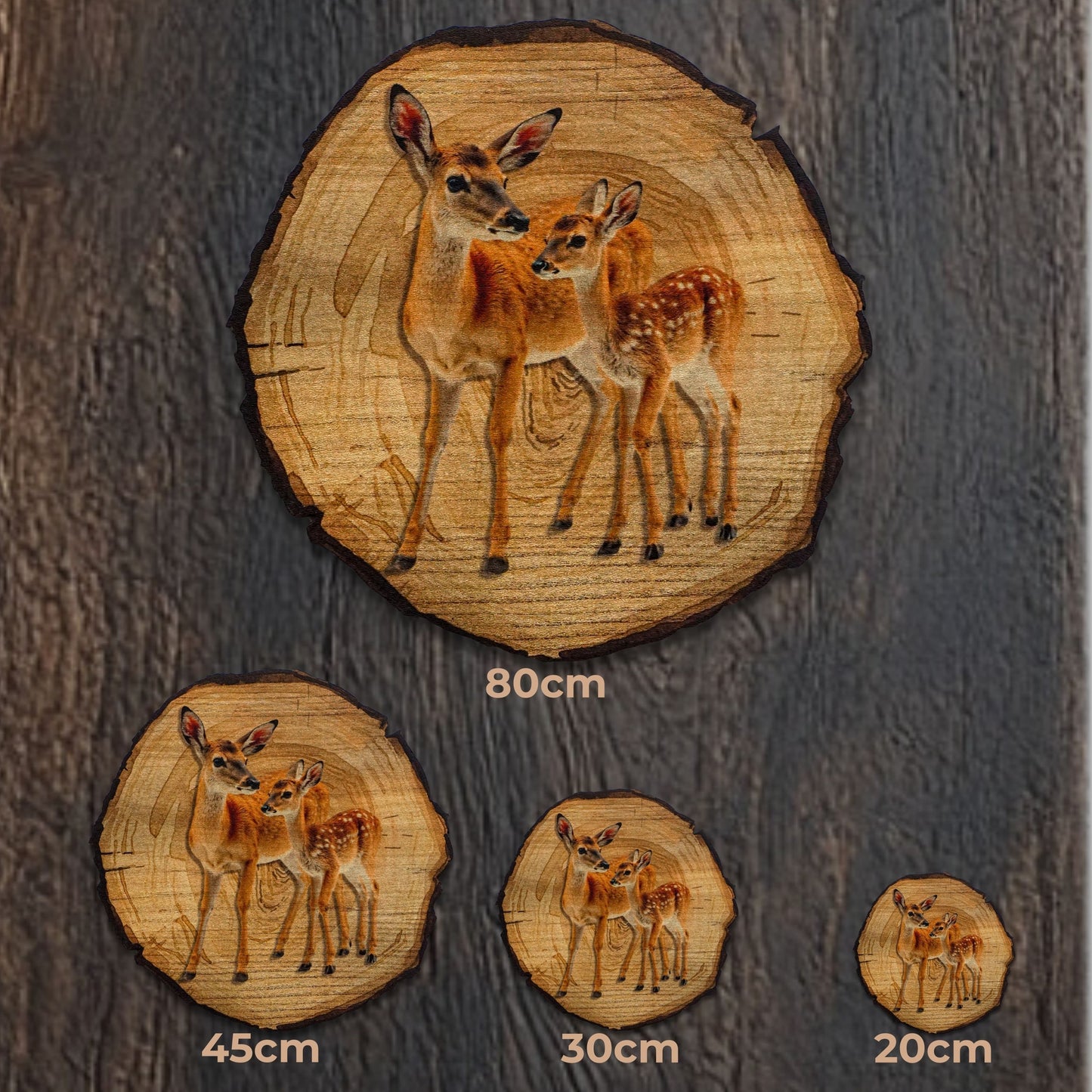 Wandbild Holzoptik Rehe